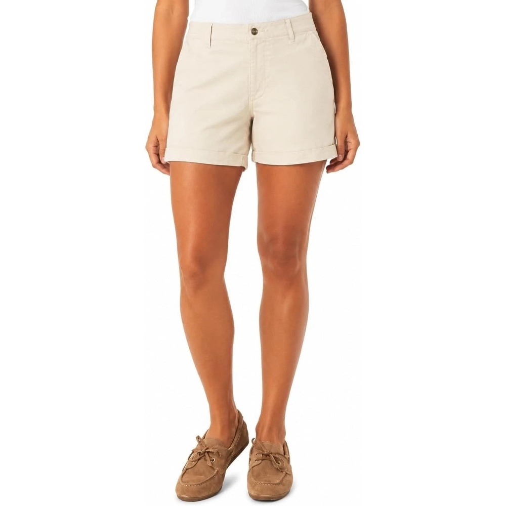 Kensie Jeans Women's Cotton Blend Pockets Shorts, Cream, Size Small, New